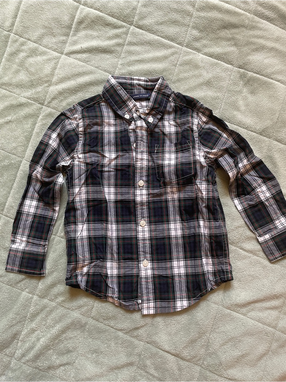 Janie and Jack Navy & White Plaid Button-Down Shirt